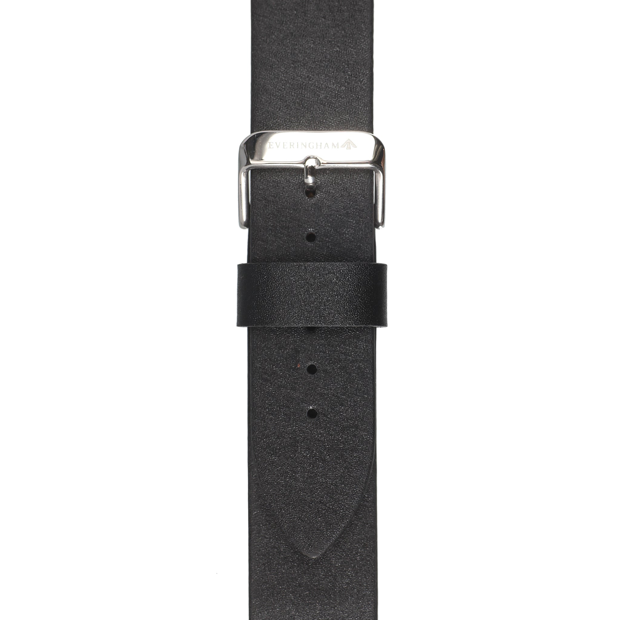 Black Leather Strap & Silver Buckle