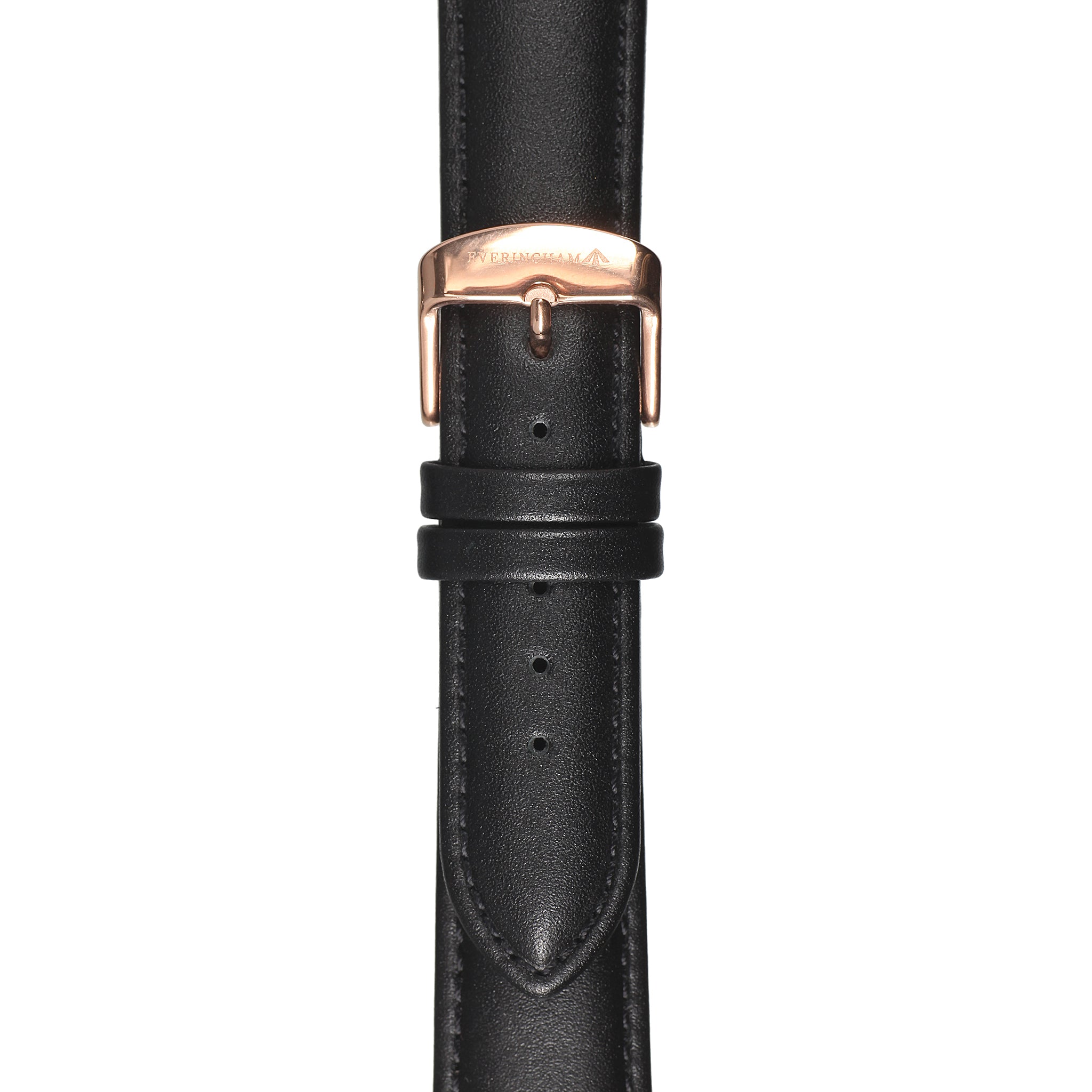 Black Leather Strap & Rose Gold Buckle